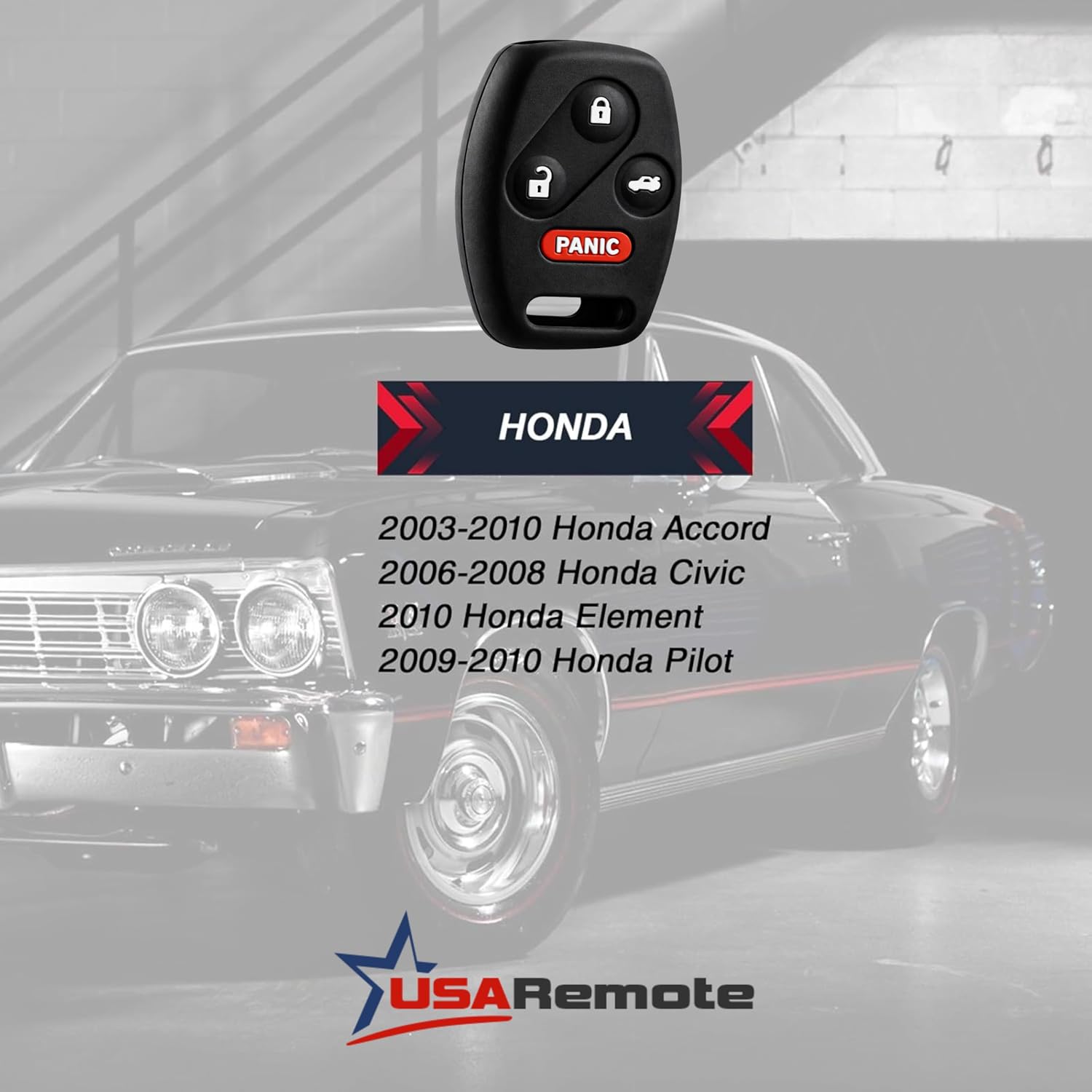 USARemote Keyless Entry Remote Key Fob Cover Silicone Rubber Skin 4-Button Replacement for Honda Accord Civic Element Pilot (KR55WK49308)