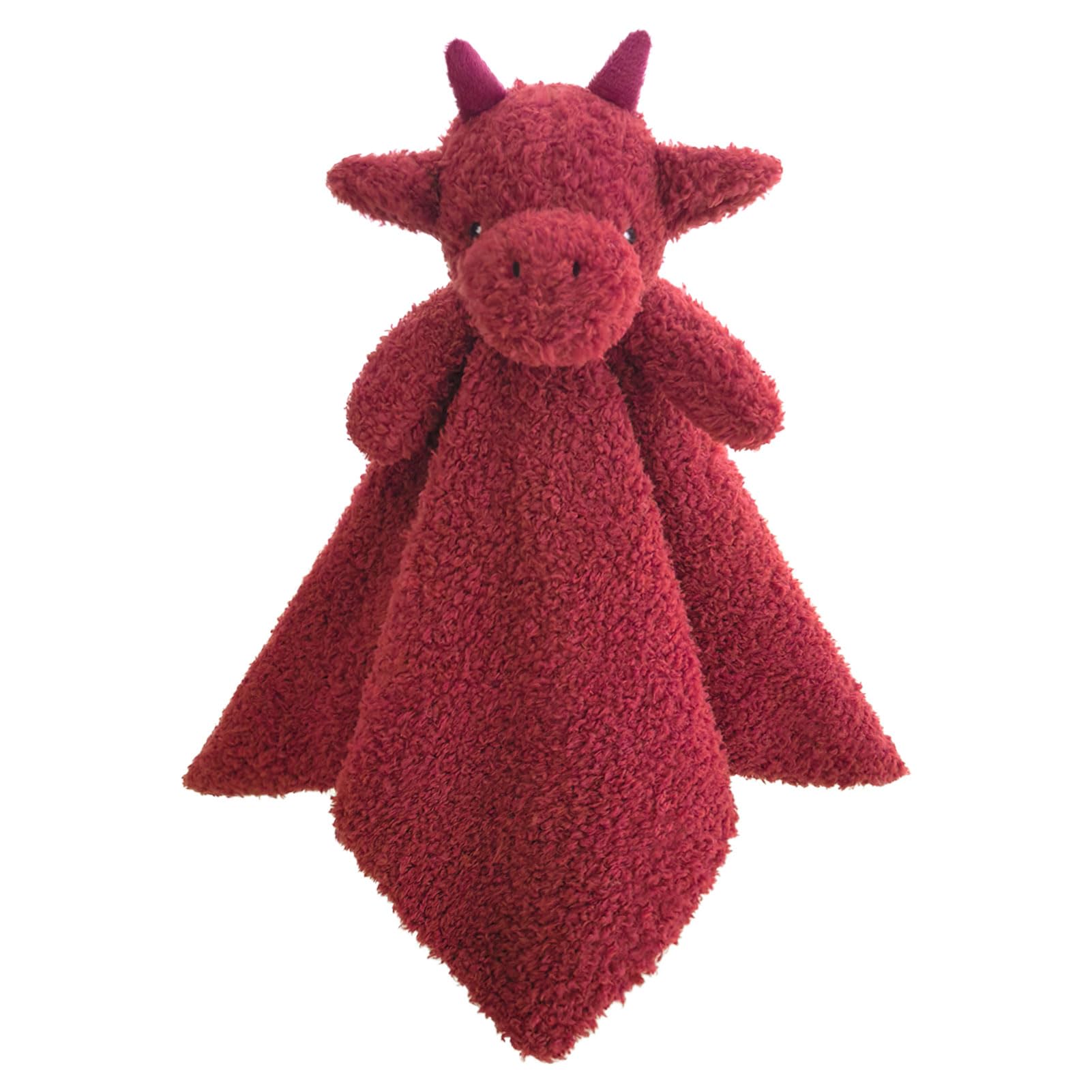 Baby Wine Red Dragon Soft Stuffed Animal Security Blanket, Plush Dinosaur Character Lovey Blanket, Baby Shower/Nursery Gift, Newborn Infant Toddler Snuggle Blankie for Boys Girls, 18 Inches
