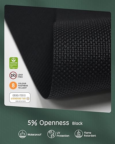 Vista 114 de Yoolax Persiana solar motorizada con control Romote para filtrar la luz, persianas enrollables con visión transparente (gris)