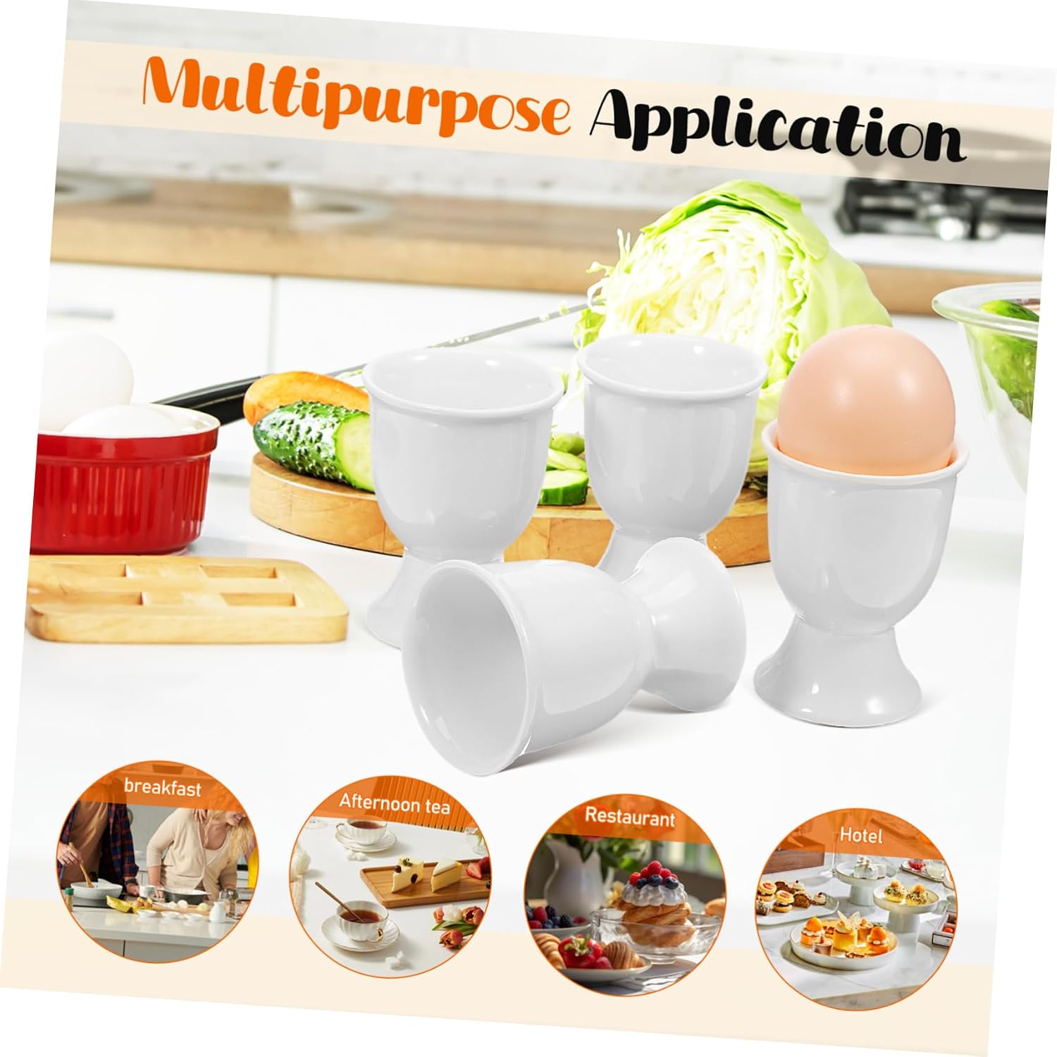 GANAZONO 4pcs Boiled Egg Display Stand Holders Ceramic Egg Cups Modern Pottery for Breakfast