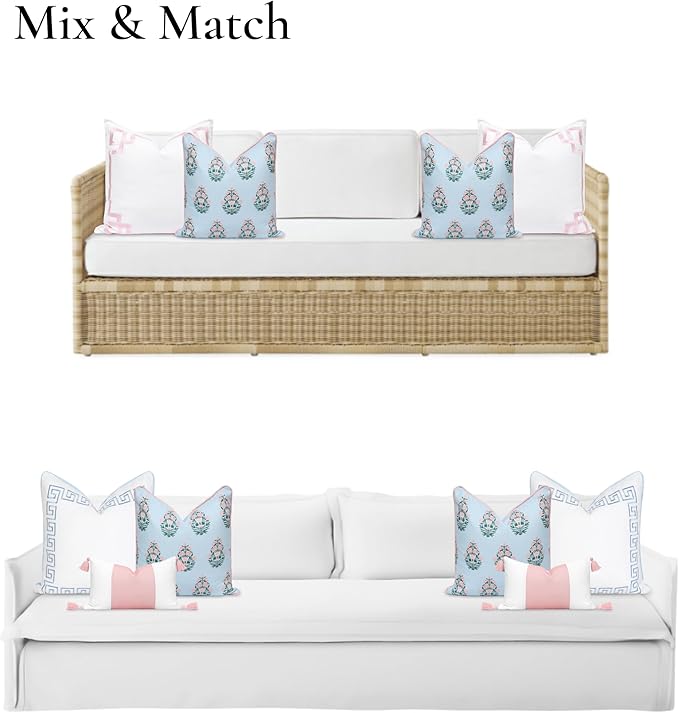 Funda de almohada decorativa floral azul y rosa 45x45 cm miniatura 4