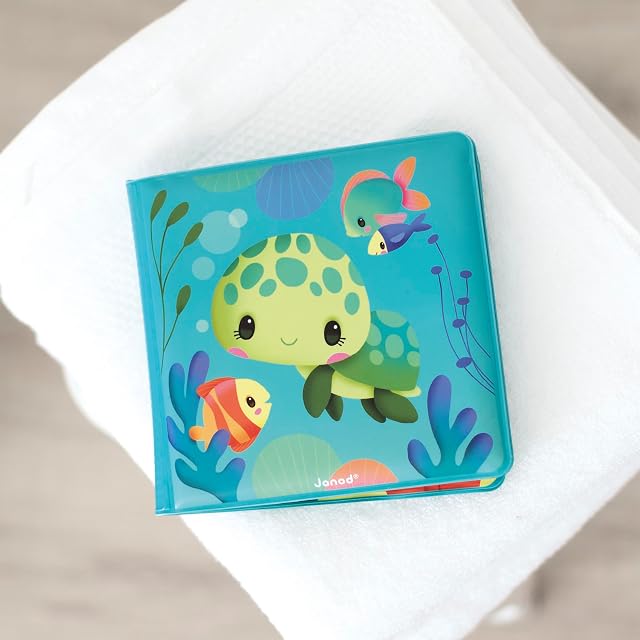 Foto 2 de 8 de Janod - Libro de Baño Mágico - Vida Tortugas de Mar - 8 Páginas Ilustradas - Tinta Mágica