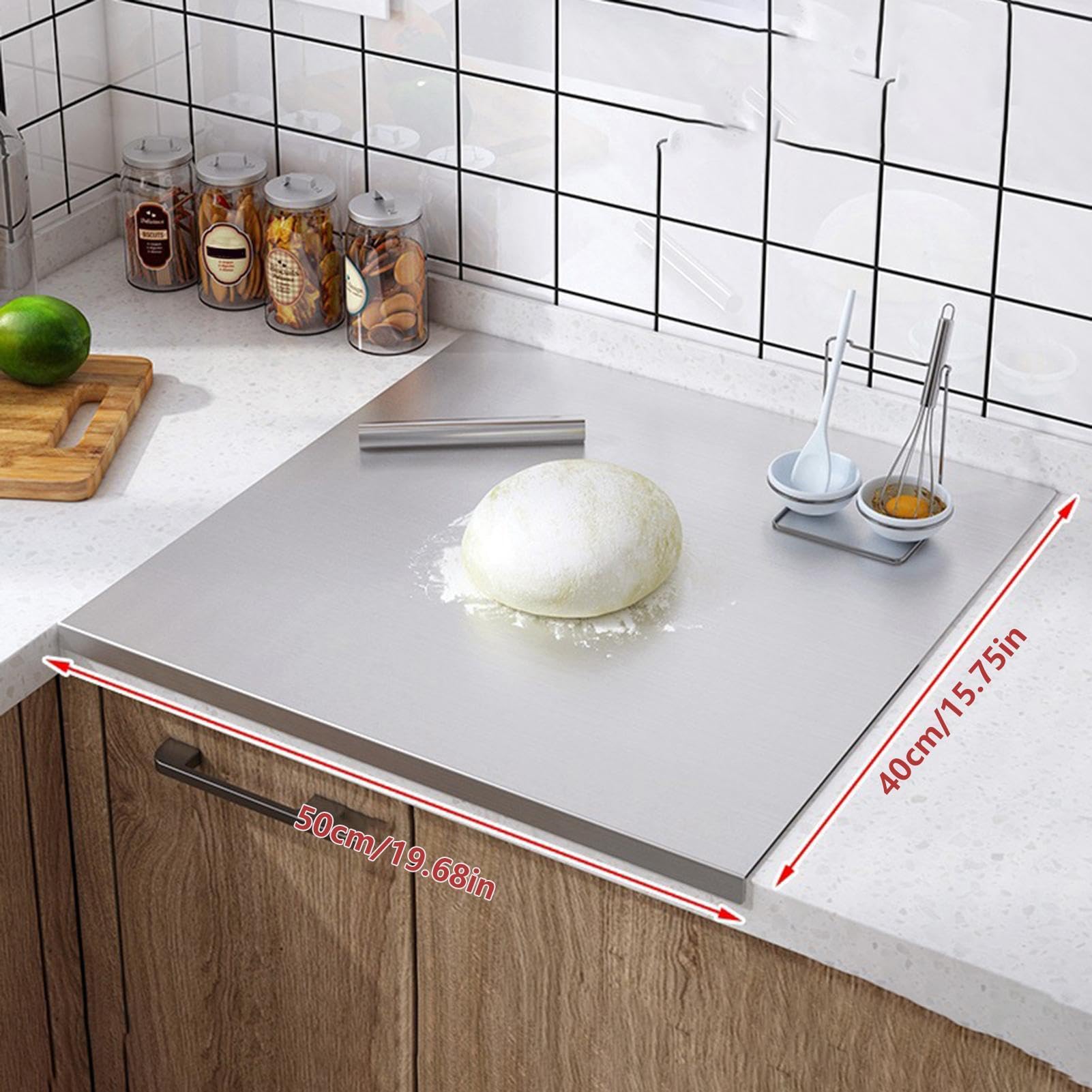 Taglierina per tritare, tagliere in acciaio premium, grande tagliere da | cucina, tagliere multifunzionale, tappetino da taglio in legno reversibile, attraente
