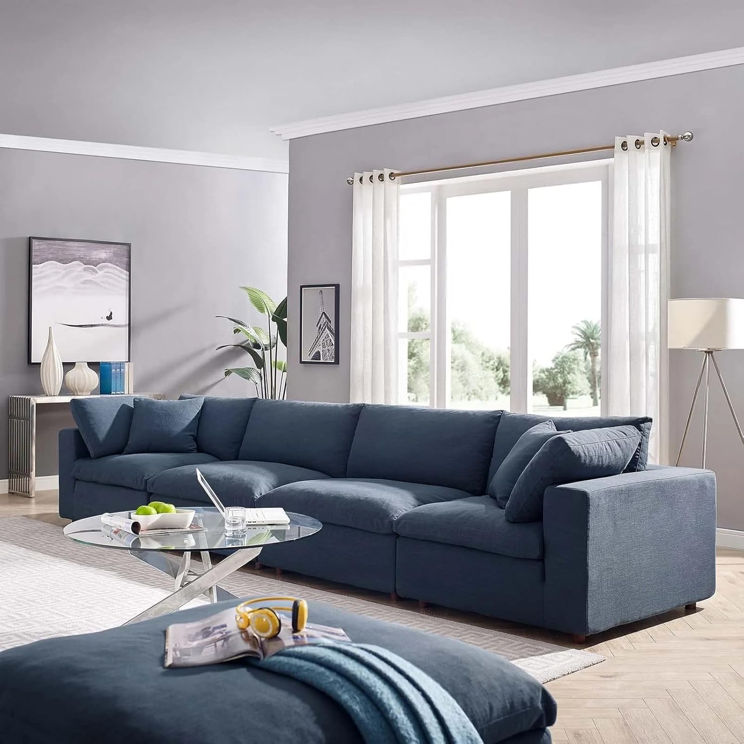 Torque - Alston 4 Seater Fabric Sofa (Blue) | 4 Person Sofa | Sofa Set for Living Room, Bedroom, Home, Office Furniture | 3 Years Warranty (B0DHVW7169) Amazon Price History, Amazon Price Tracker