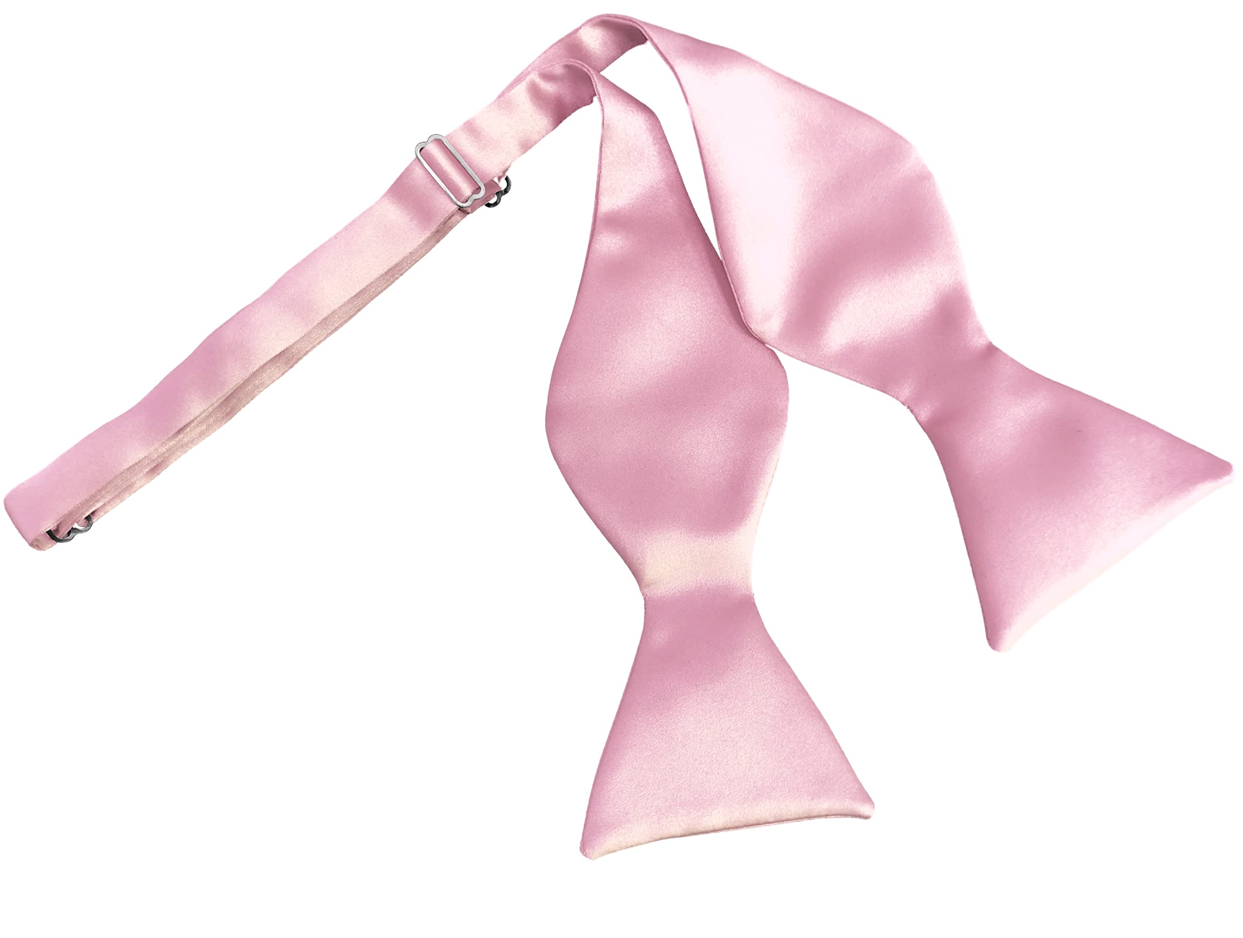 Great British Tie Club Men's Baby Pink Italian Satin Self-Tie Bow Ties (Baby Pink)