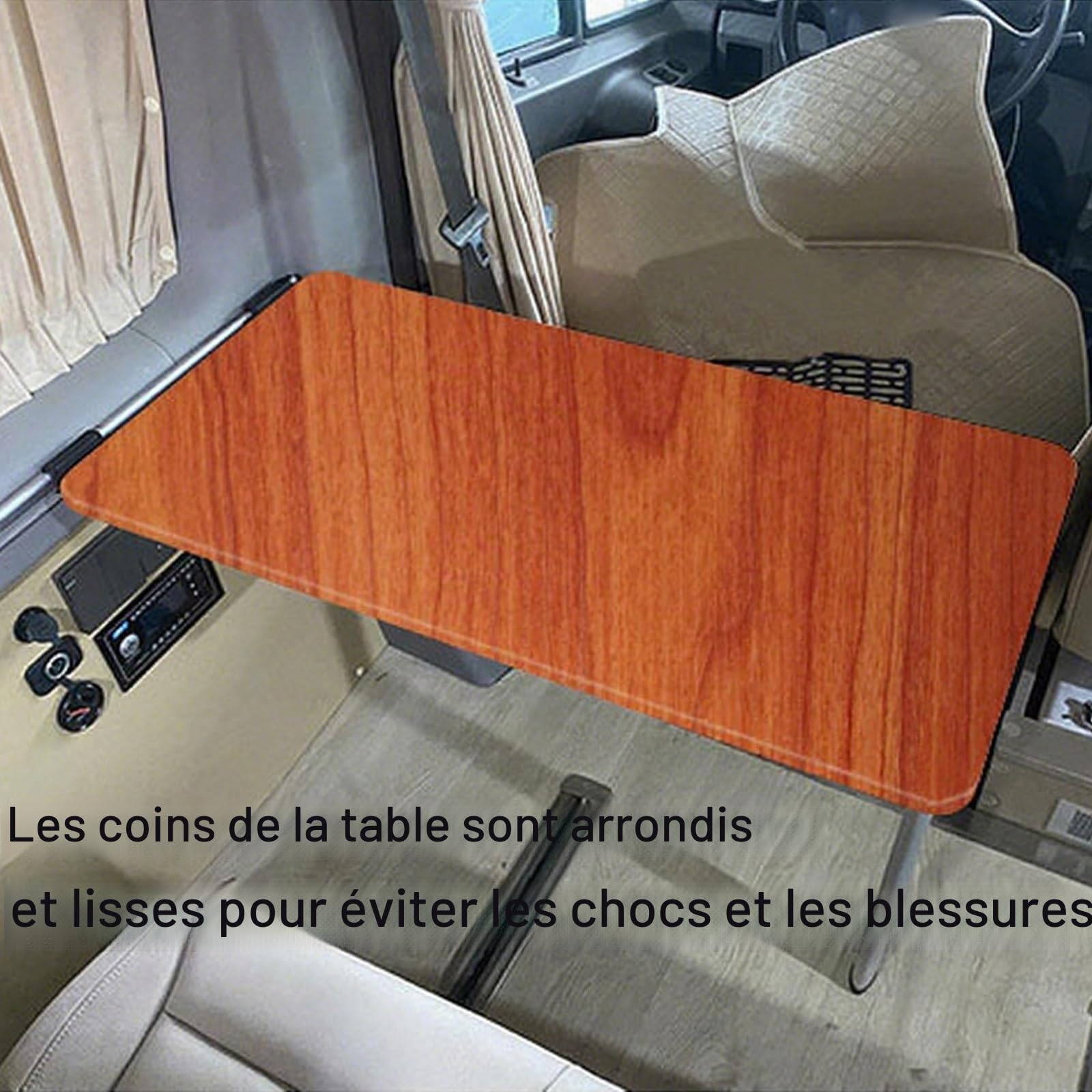 Plateau Table Rectangulaire Amovible pour Camping-Car, Plateau de Table, 80×40cm, pour Petits Espaces, Camping-Car, Caravane(Beige)