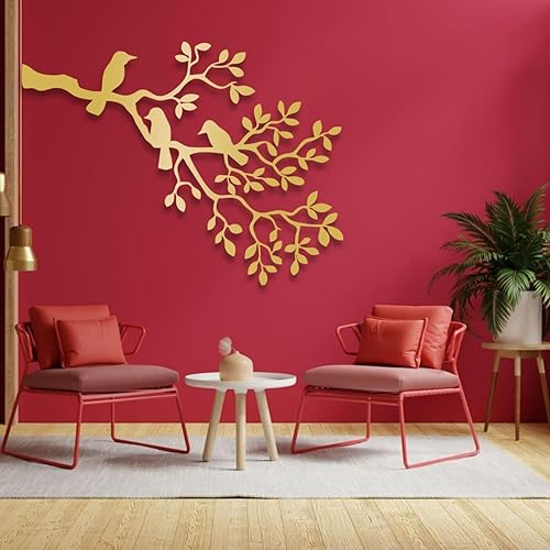 Miniatura 6 de Kewhush Arte de pared de metal, pájaros en rama, decoración para colgar en la pared, 35 x 27 pies, sala de estar, blanco