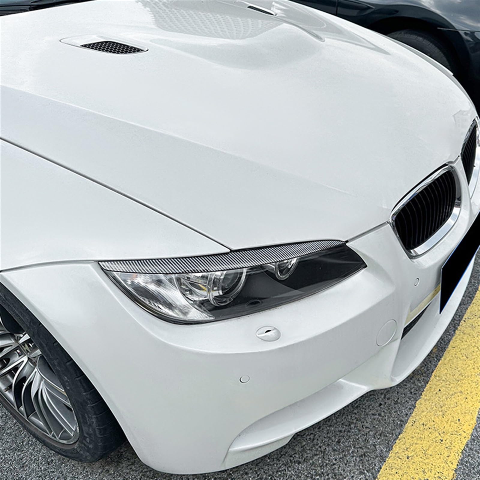 Auto Front Scheinwerfer Augenbraue Augenlid Lampe Licht Augenbrauen Glanz Schwarz Carbon Faser Compatible With 3 Serie E92 E93 2006-2009 zubehör(Carbon Fiber)