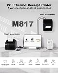 VRETTI Thermal Receipt Printer, 3'1/8 80mm Thermal Pos Receipt Printer with Auto Cutter Support Cash Drawer,USB Serial Ethernet Support ESC/POS, Compatible with Windows/Mac/Linux, Black