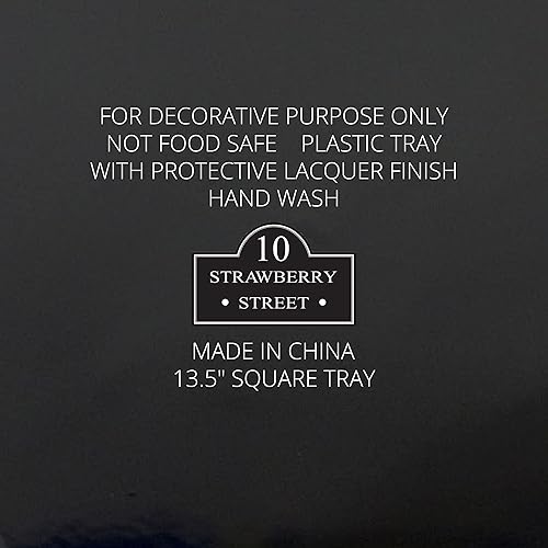 Miniatura 4 de 10 Strawberry Street Bandeja redonda de laca de 13.5" con asas, color negro
