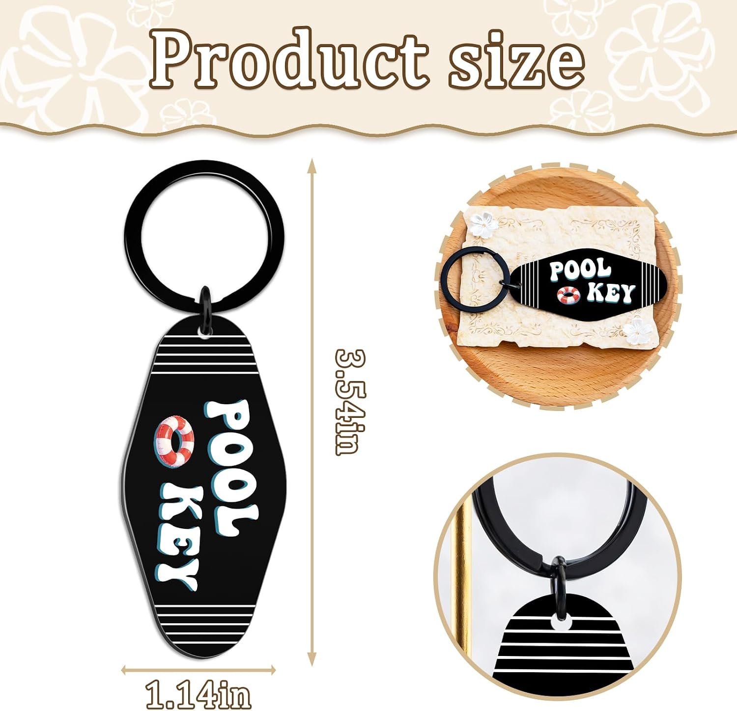 Pool Keychain Vintage Motel Keychain Summer Stuff for Swimmers Women Men