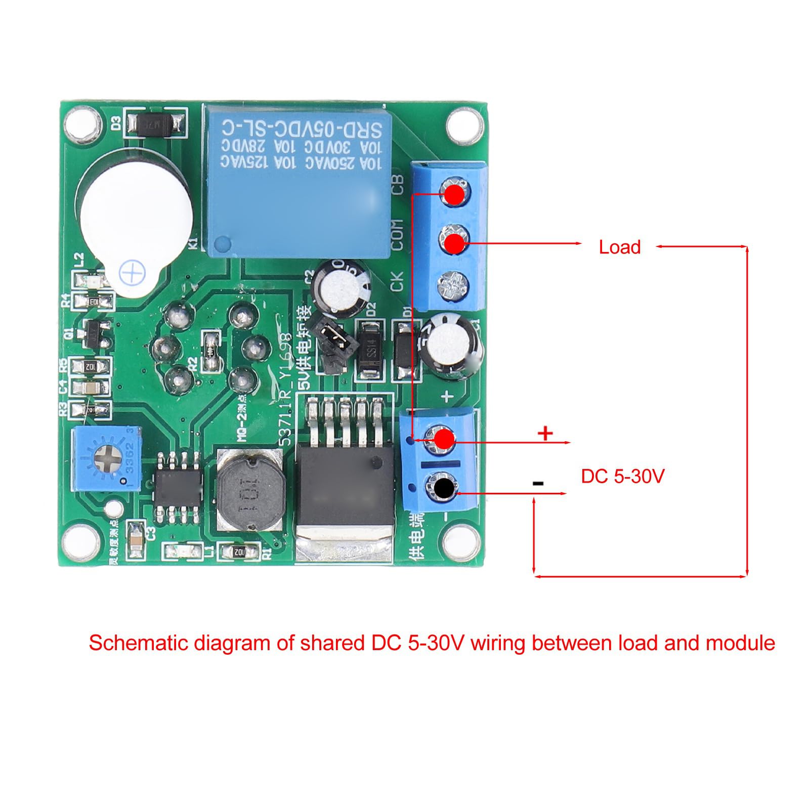 Module D'alarme de Détecteur de Fumée PVC, Capteur de Détection D'alarme Sonore et Lumineuse, Module de Relais, Contrôleur de Commutateur pour Cuisine, Hôtel, Entrepôt DC5-30V