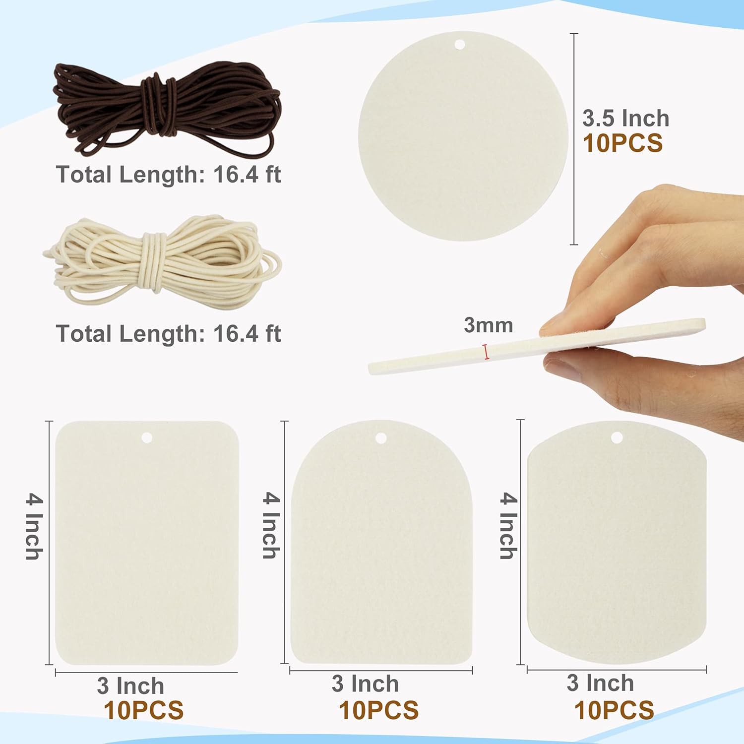 Temlum 40 Pcs Sublimation Air Freshener Blanks with 40 Pcs Tassels, Elastic Rope, Clear Bag, Sublimation Blanks Products DIY Air Freshener for Car, Home Hanging Decoration Sublimation Accessories - Image 2