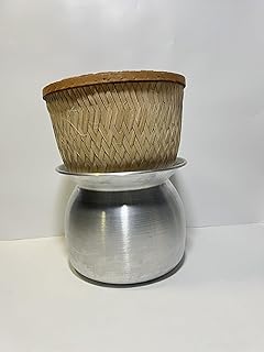 Set of Sticky Rice Steamer Pot and Basket Cook Kitchen Cookware Tool. Large Basket