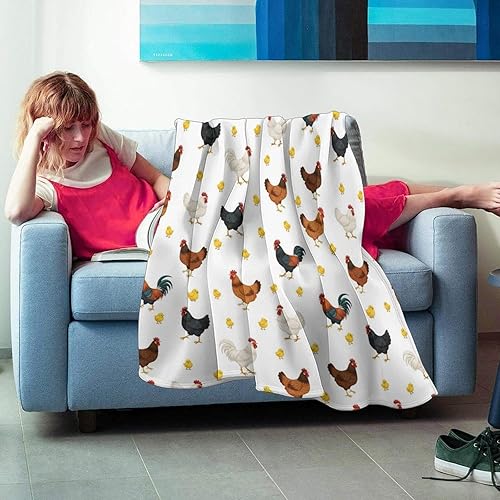 Miniatura 4 de Acogedora manta de franela para hombres y mujeres, compatible con acuarela de gallo y pollo, manta ligera y mullida tamaño Queen King, manta