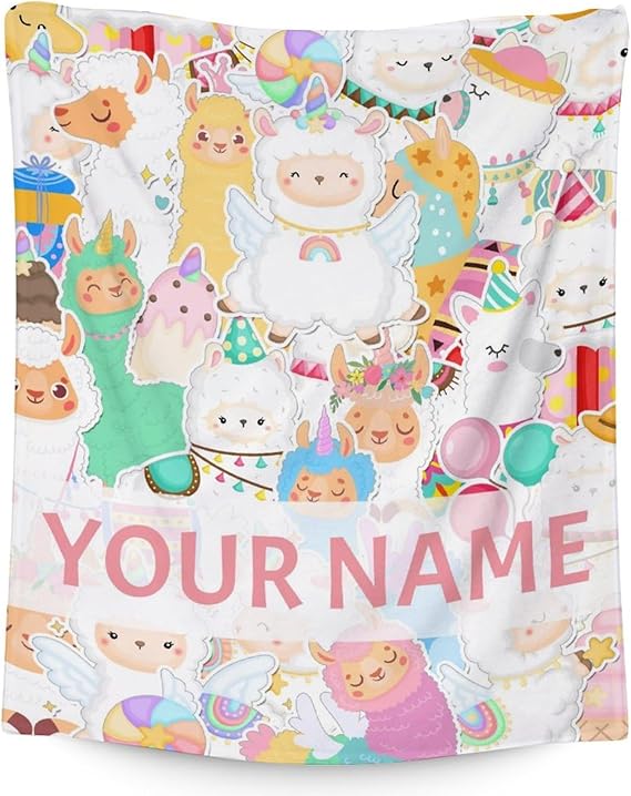 Blanket for Girl Boy - 40x50 Inches Cute Llama Throw Gifts - Personalized Colorful Soft Fuzzy Blankets for Bed, Couch & Living Room