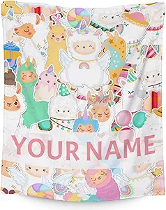 Blanket for Girl Boy - 40x50 Inches Cute Llama Throw Gifts - Personalized Colorful Soft Fuzzy Blankets for Bed, Couch & Living Room
