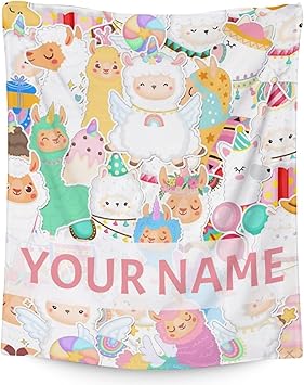 Blanket for Girl Boy - 40x50 Inches Cute Llama Throw Gifts - Personalized Colorful Soft Fuzzy Blankets for Bed, Couch & Living Room