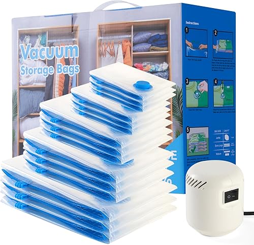 Xilagro Bolsa de almacenamiento al vacío que ahorra espacio con bomba eléctrica, bolsa de viaje al vacío de equipaje, bolsa sellada al vacío,