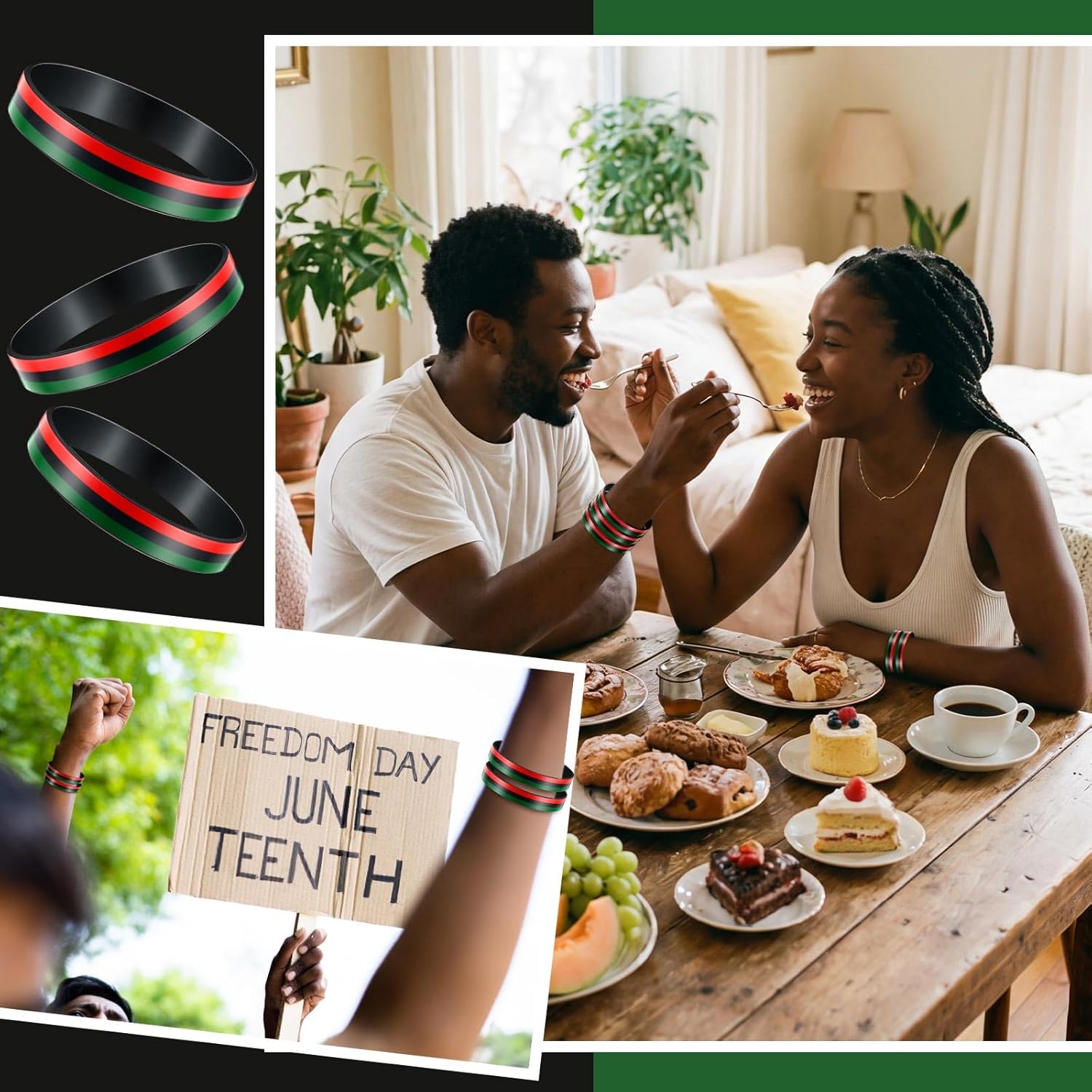 Sratte 30 Pcs Black History Month Silicone Bracelets Bulk Juneteenth Rubber Bracelets African Black History Month Wristbands Decorations Gifts for Juneteenth Festival Party American Freedom Day