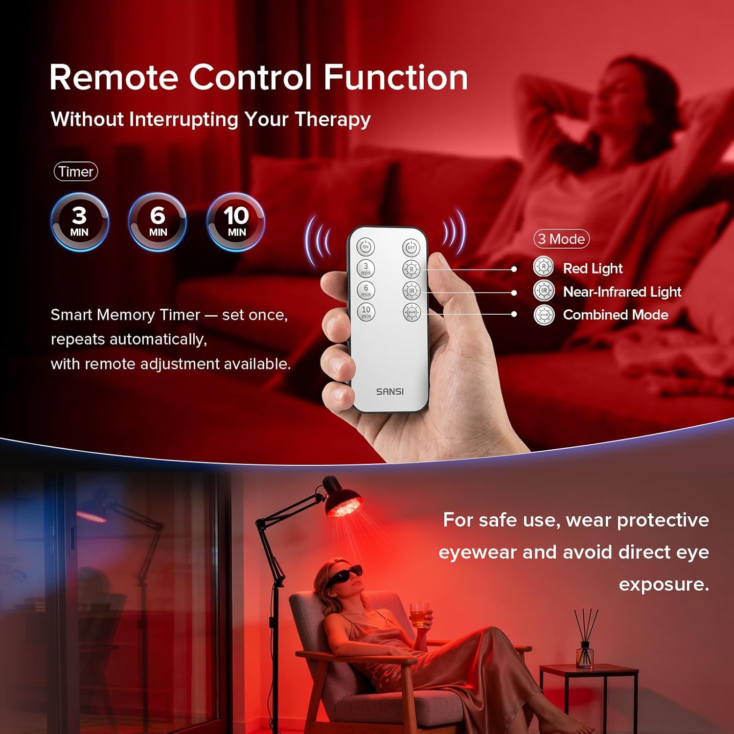 SANSI Red Light Therapy for Body Face with Adjustable Stand, 660nm 850nm, 56Pcs Dual Chip LEDs, 32W High Irradiance Infrared Light Therapy Lamp for Skin Care, Muscle Comfort, Scalp Health, Relaxation