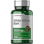 Horbach White Willow Bark Capsules | 1500mg | 200 Pills | Max Strength | Non-GMO, Gluten Free Herb Extract