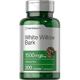 Horbach White Willow Bark Capsules | 1500mg | 200 Pills | Max Strength | Non-GMO, Gluten Free Herb Extract