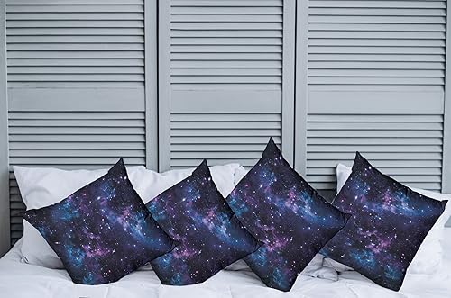 Miniatura 2 de Ambesonne Paquete de 4 fundas de cojín espaciales, diseño de cielo místico, cúmulos de estrellas, cosmos, nebulosa, paisajes celestiales, obras de