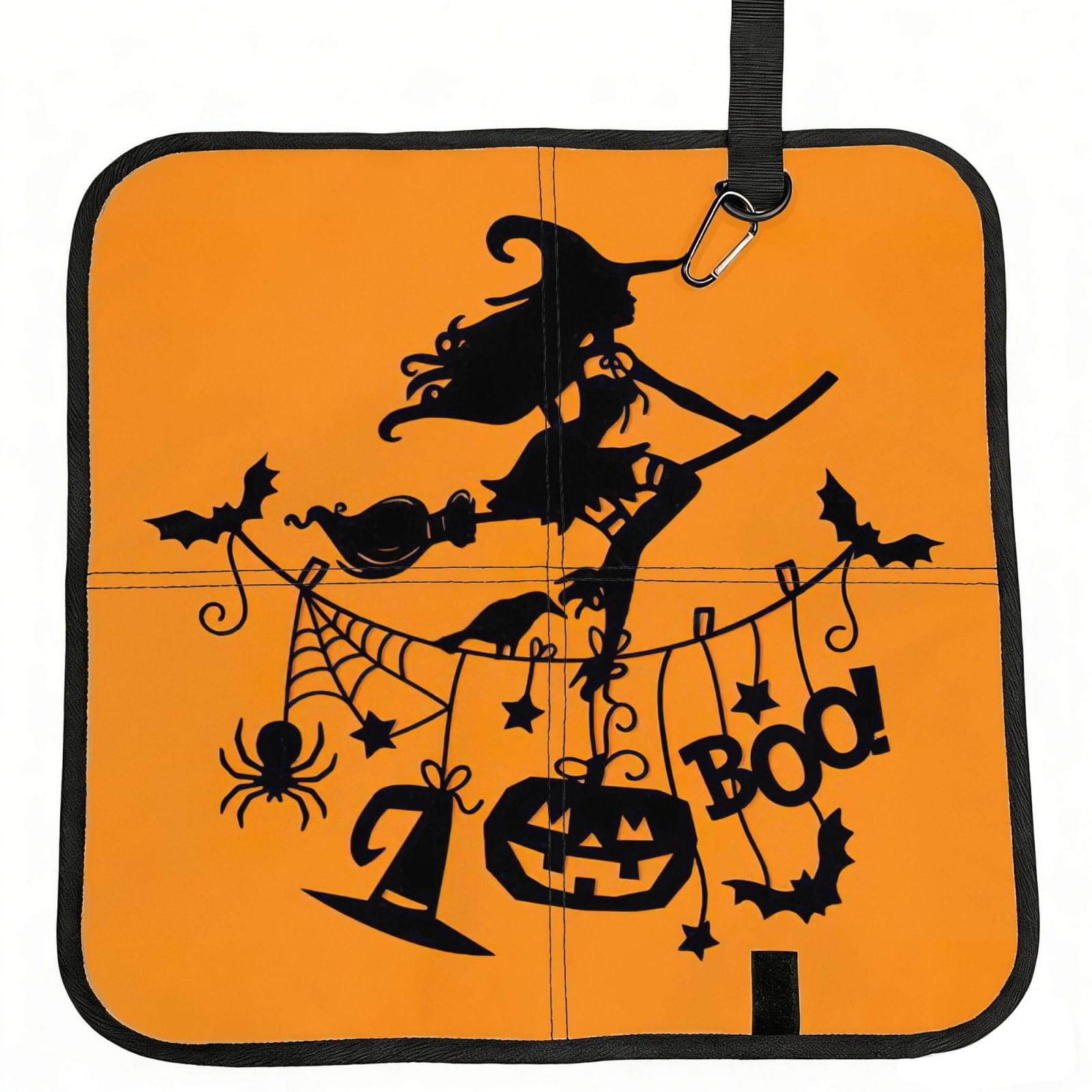 bghdfa Halloween Witch Flying Print Outdoor Sitting Mat Waterproof Oxford Cloth Seat Cushion Folding Foam Camping Seat For Picnic