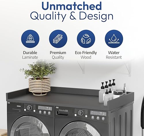 Miniatura 7 de OfficeSimpli - Lavadora y secadora de encimera, laminado, rieles de borde, fabricada con material reciclado, fácil de limpiar, artículos esenciales