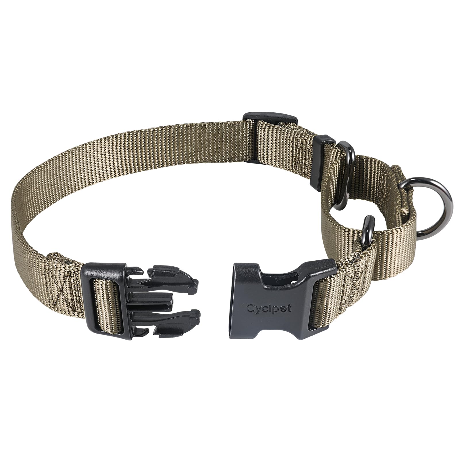 Collar de perro Martingala ajustable de nailon de alta calidad con hebilla de liberación rápida para perros de raza media, uso diario, ayuda para caminar y entrenar. (verde militar, mediano)
