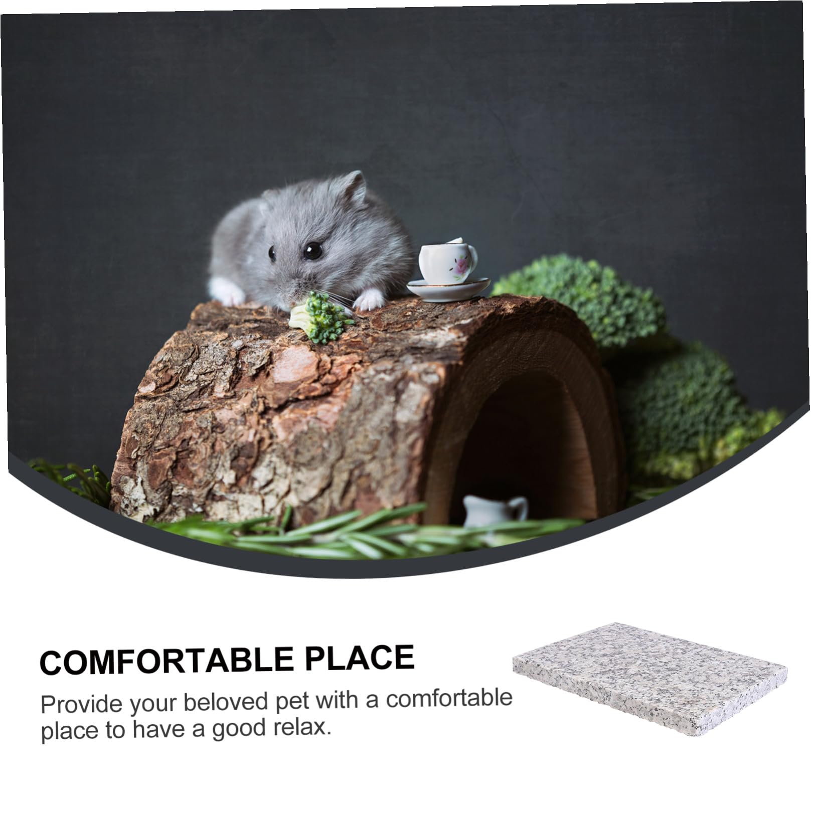 jojofuny Plaque Rafraîchissante en Pierre Moorstone pour Hamster et Petits Animaux, Plateau Portable et Frais pour L'sommeil des Animaux de Compagnie