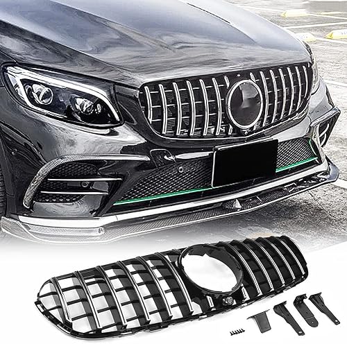 Rejilla delantera GLC300 compatible con 2016-2019 Clase GLC X253/W253 GLC250 GLC300 GLC350 GLC43 AMG Cubierta de capó frontal Cubierta de rejilla de