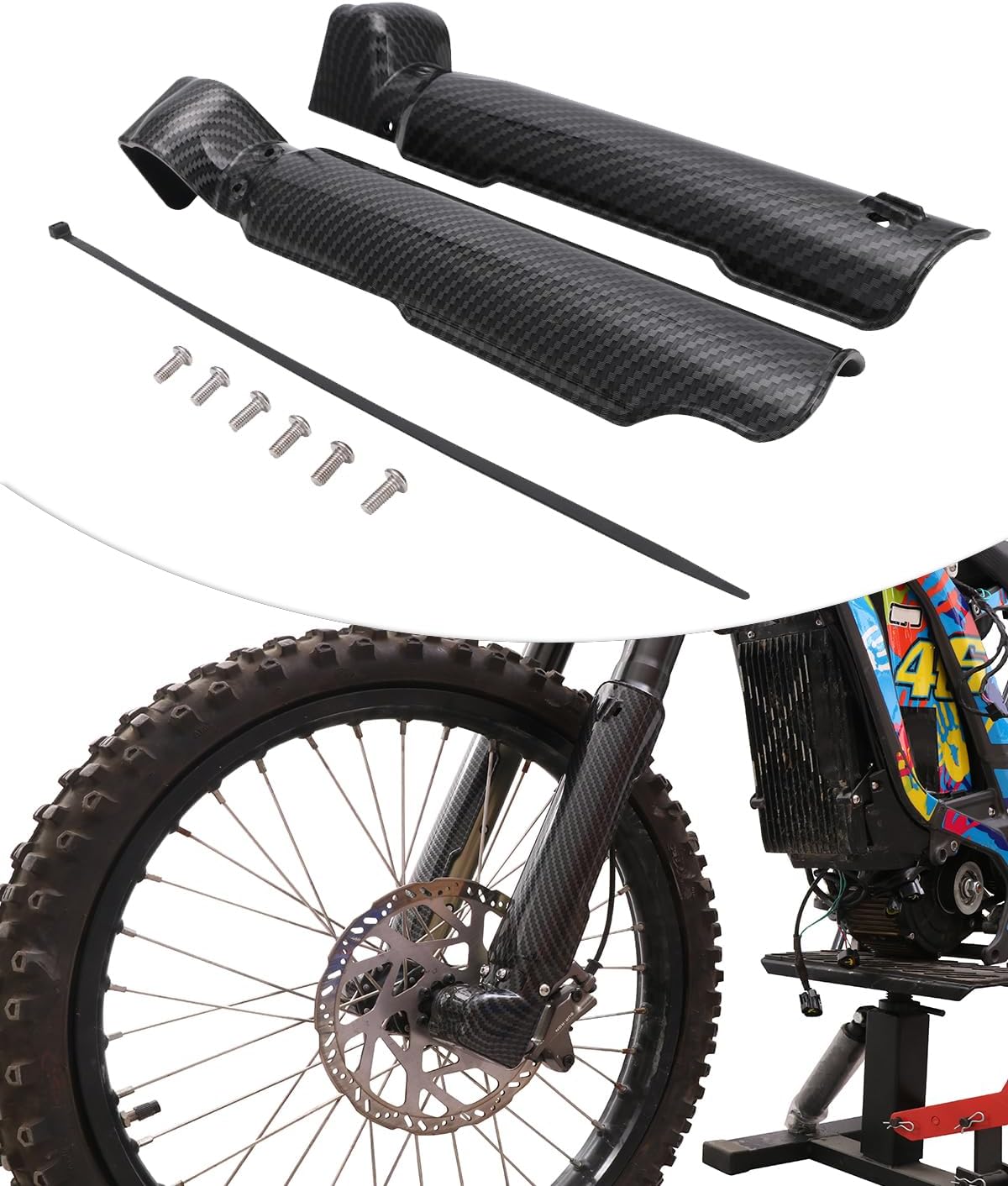 Motorcycle Sur Ron Front Fork Covers Simulated Carbon Fiber Shock Absorber Guard For Sur Ron KKE Light Bee X/S Electric Dirt Bike