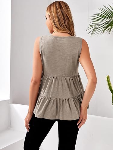 Miniatura 2 de Floerns Camiseta sin mangas con volantes y dobladillo fruncido para mujer