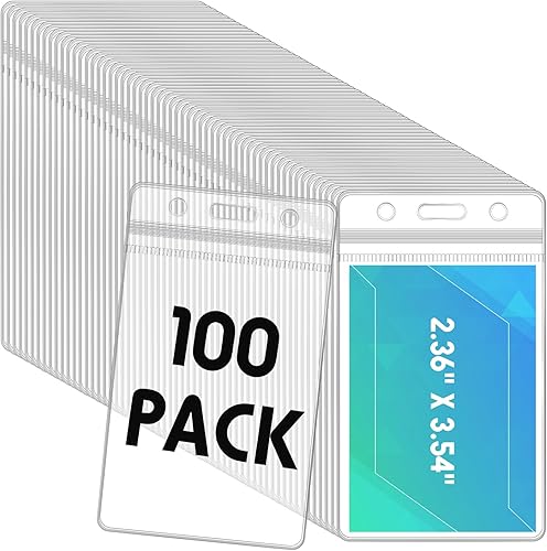 Vista 8 de Marspark 300 soportes verticales de plástico transparente para tarjetas de identificación, con cremallera resellable impermeable, funda de PVC