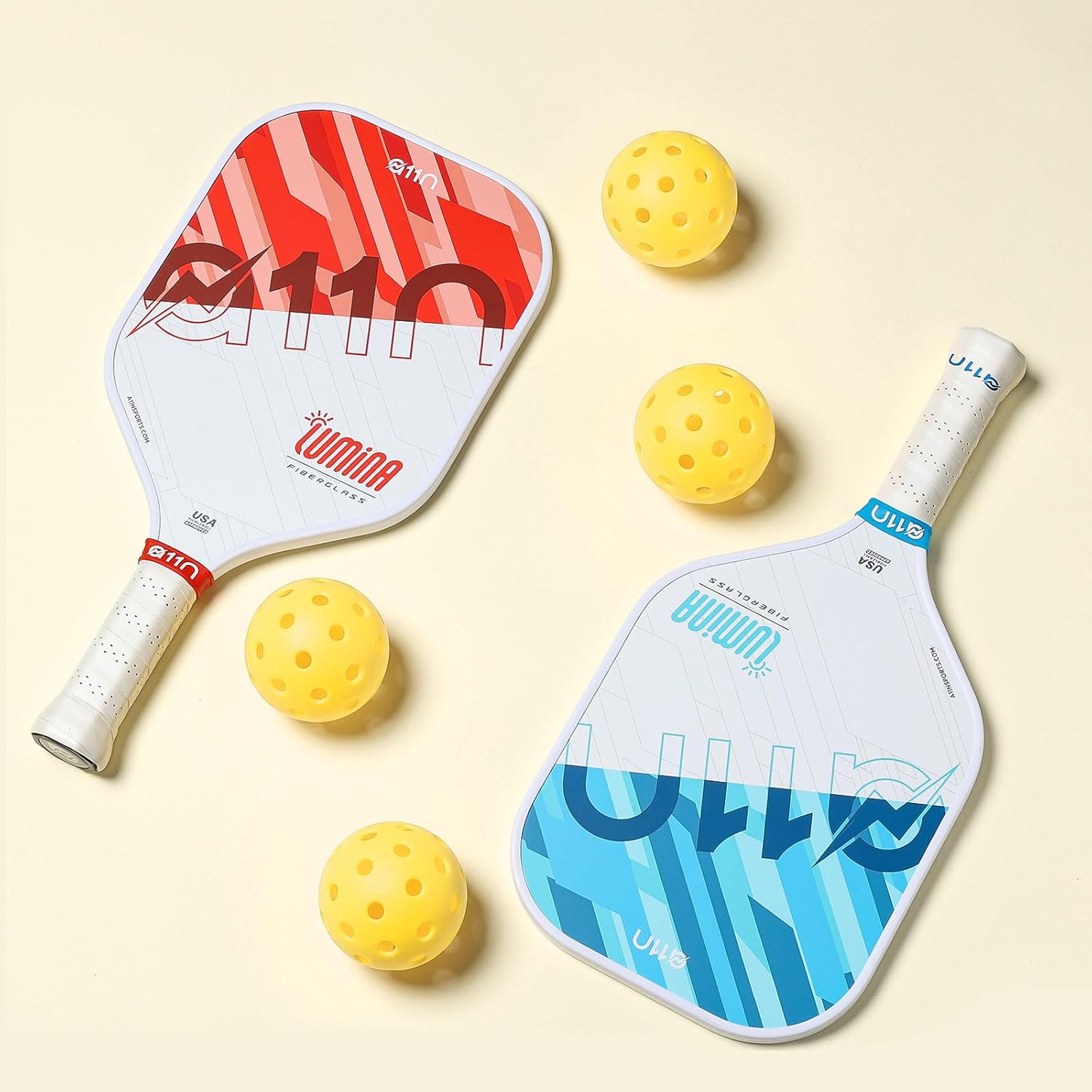 A11N Pickleball Paddles Set Fiberglass Surface Rackets with 4 Pickleball Balls and Pickleball Bag for Beginners - USAPA Approved