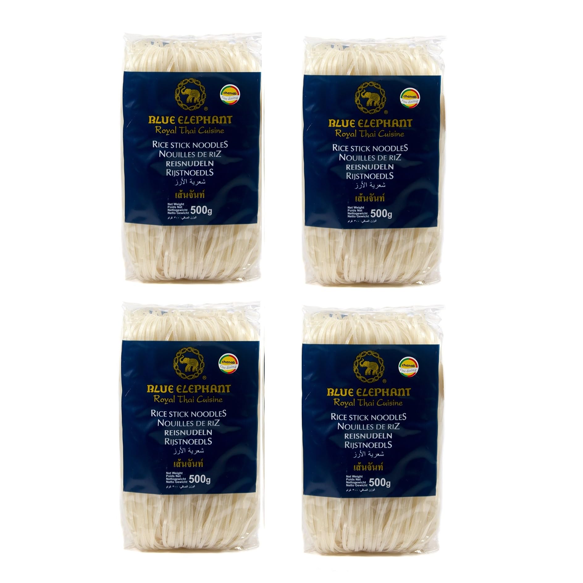 Blue Elephant Thai Pad Rice Noodles | No Artificial Color, Preservative Free | 500g | Pack Of 4
