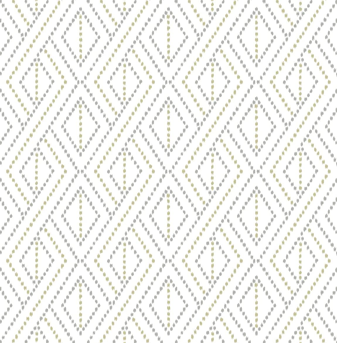 Lillian August Luxe Haven Boho Grid Peel and Stick Wallpaper (Argos Grey & Yellow)