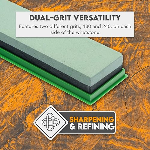 Miniatura 5 de SE Piedra de afilar de doble cara de carburo de silicio de 8 pulgadas, piedra de afilar con granos 120 y 240, incluye estuche de almacenamiento azul