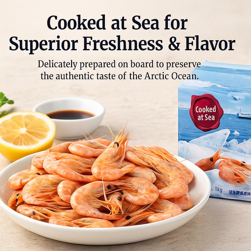 [Pack of 3] Royal Greenland Wild-Caught Greenlandic Sweet Prawns – Cooked & Frozen at Sea, 2.2 lbs Each | MSC Certified | Ships Frozen with Insulated Packaging & Ice Packs