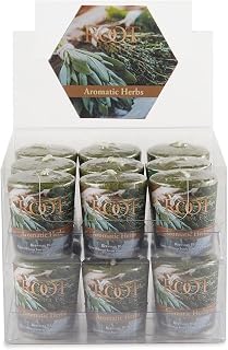 Scented Votive Candles 20-Hour Beeswax Blend Premium Handcrafted Bulk Candle Pack, 18-Count Votives, Aromatic Herbs