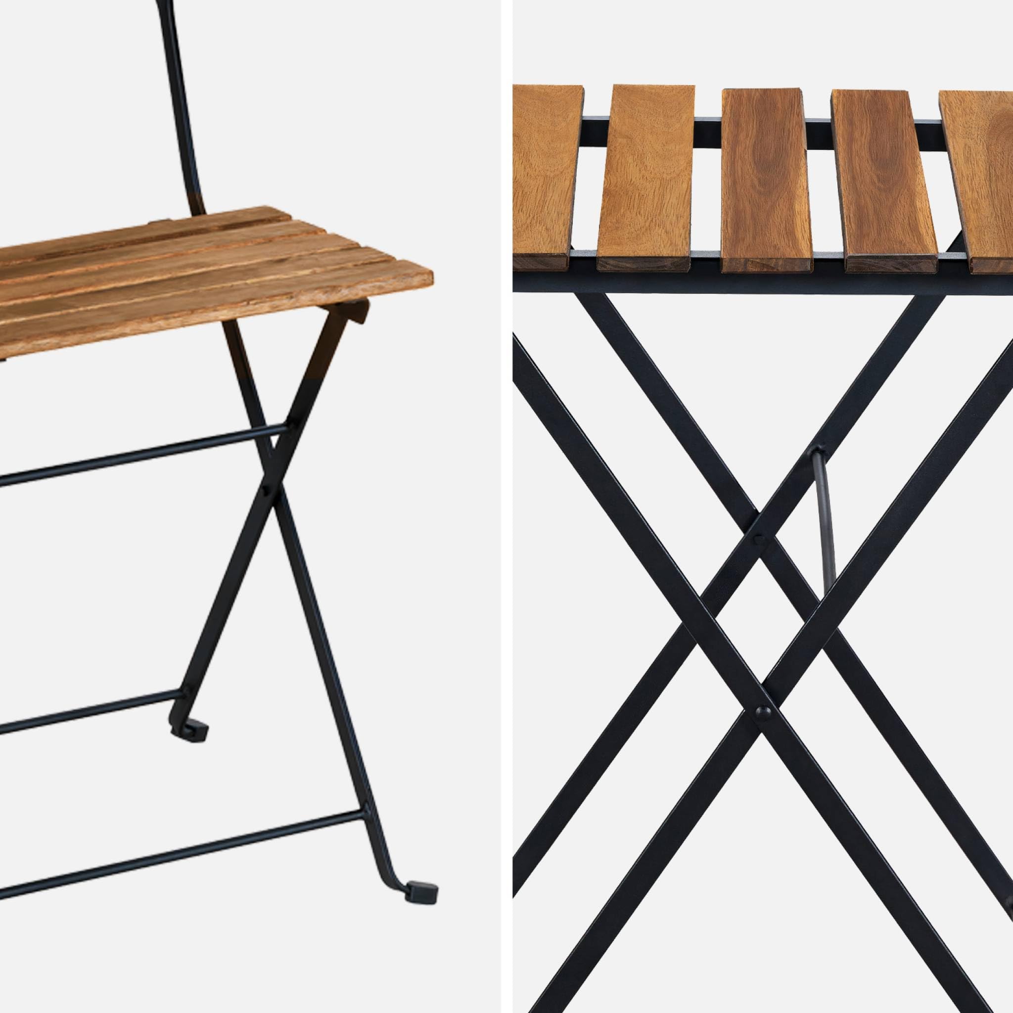 Alice's Garden Table de bistrot pliante bois d'acacia et métal 55 x 54 cm