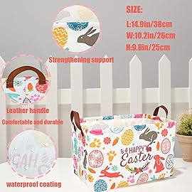 ASKETAM Easter Basket for Kid Large Empty Rectangular Cute Easter Gift Storage Basket Bunny Eggs Dcor (Rabbit Bohemia)