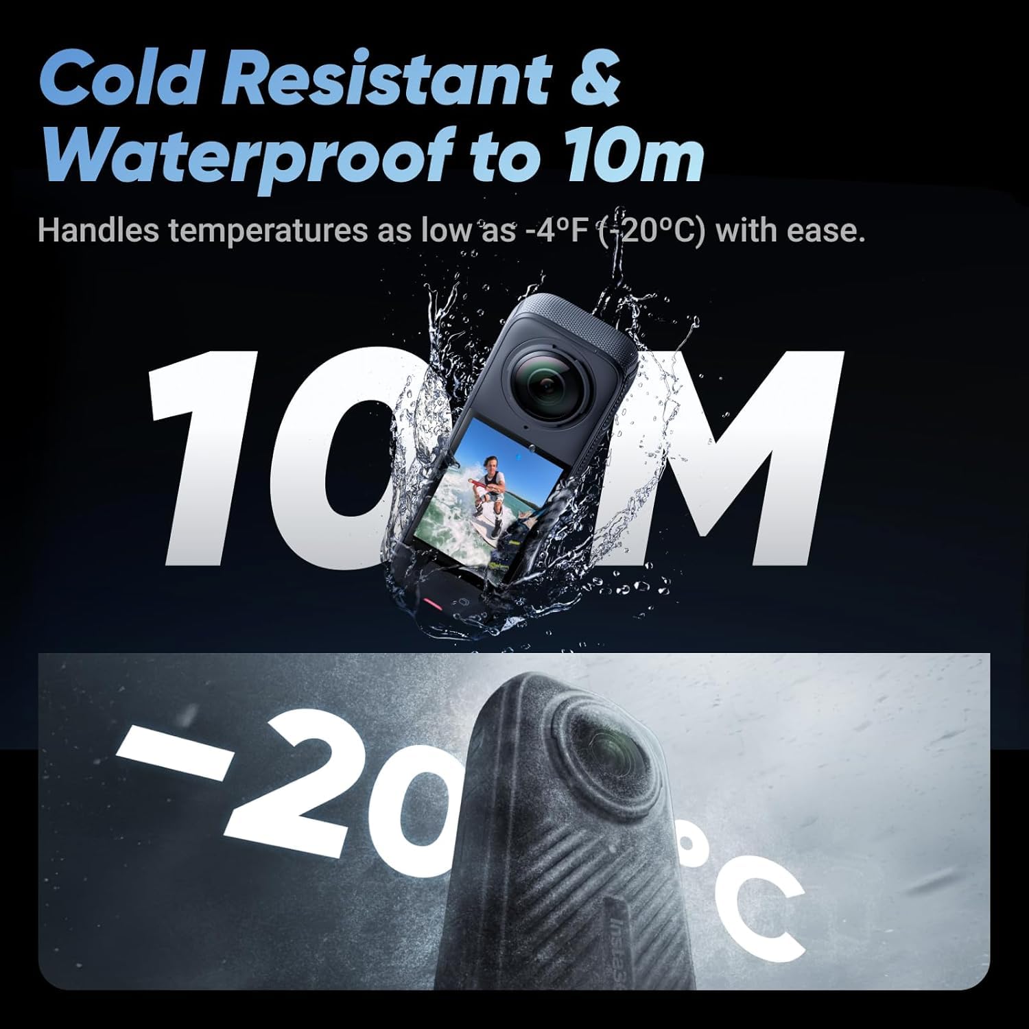Insta360 X4 Paquete Estándar - Cámara de acción Impermeable 8K 360, Vídeo 4K Gran Angular, Efecto Selfie Stick Invisible, Protectores de Lente Extraíbles, 135 Min Batería (Reacondicionado)