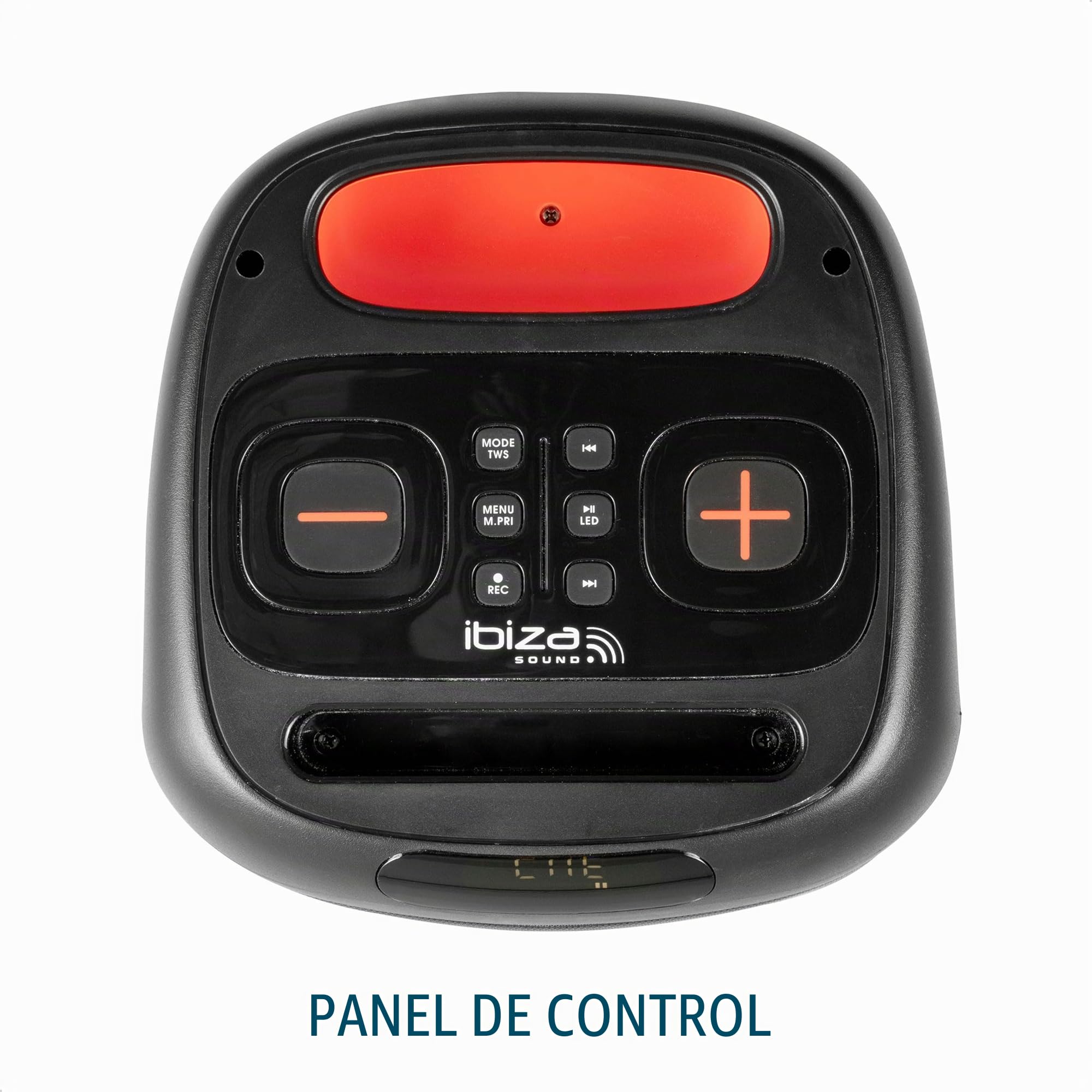 Ibiza - CUBE180 - Altavoz a pilas de 6,5"/16cm 180W con micrófono con cable y efecto de luz - Bluetooth, USB, MicroSD, TWS - Negro