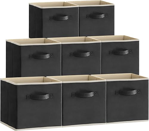 Miniatura 1 de Lifewit contenedores cúbicos de 11pulgadas para almacenaje, cubos plegables medianos de tela, cestos decorativos con asas para organizar el hogar