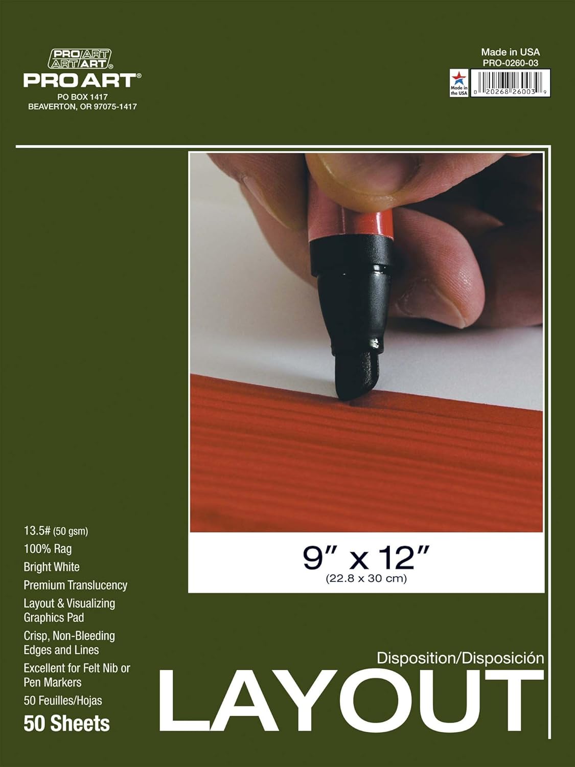 PRO ART Marker Paper Pad, 11inch x 14inch, 50 Sheet Tape