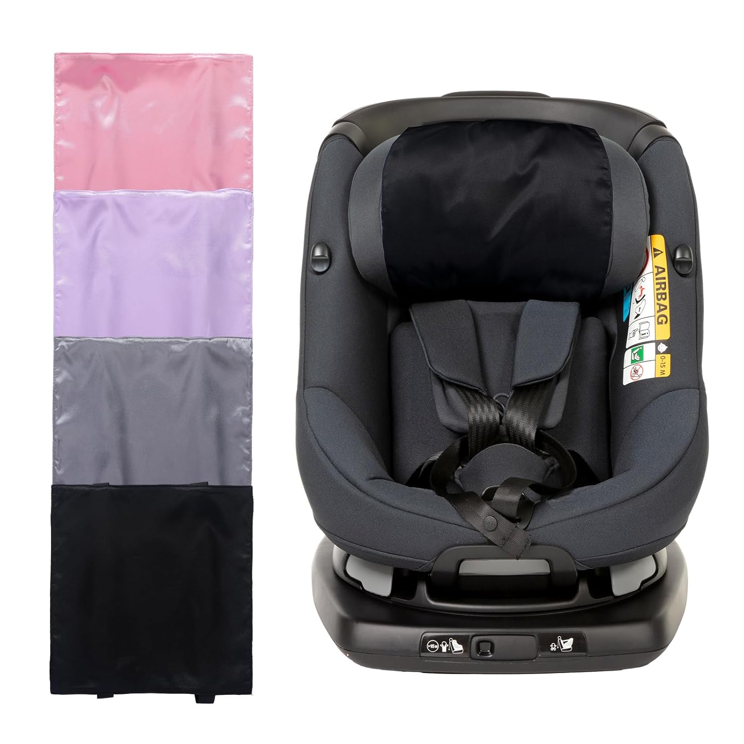 Tegeme 4 Pcs Satin Car Seat Head Headrest Cover for Baby Soft Silk Head Car Seat Cover Baby Sleeping Hair Protector for Infant Boys Girls