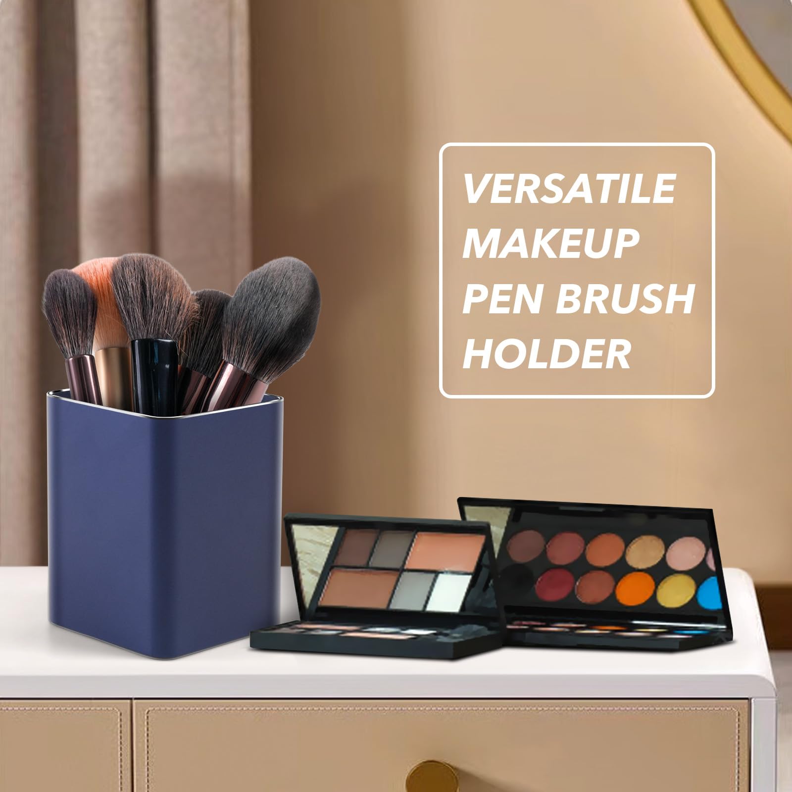 RQB Metal Pen Holder for Desk Square Aluminum Desktop Organizer and Makeup Brush Holder Storage Box for Office School, Home - Image 4